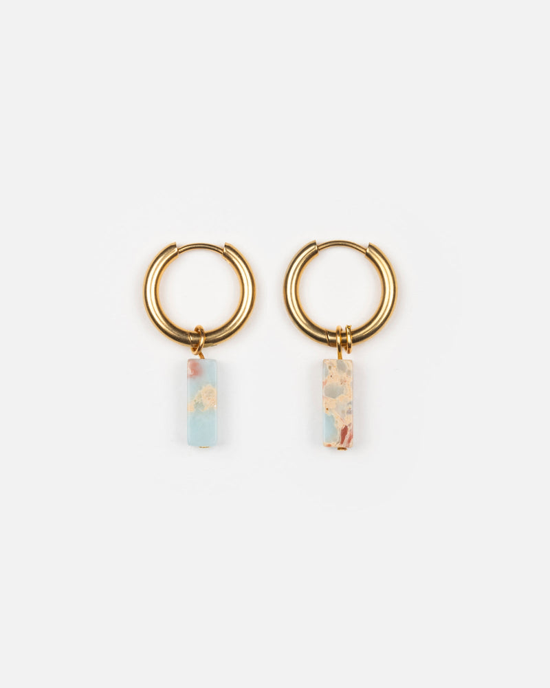 Piedra Dúo - Rectángulo Naranja Azul Claro