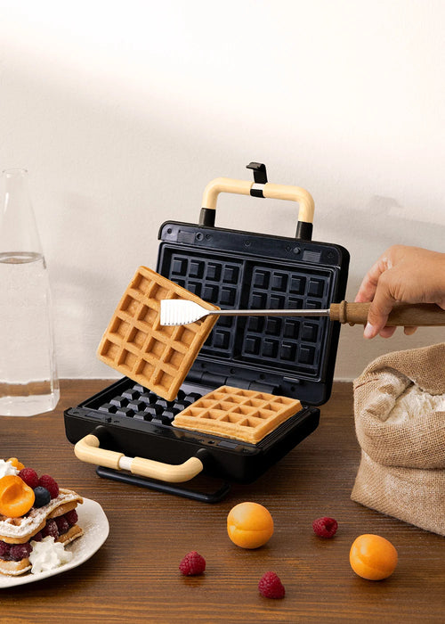 Stone Studio Double - Sandwich Maker, Grill & Waffle Maker With Interchangeable Plates - Black