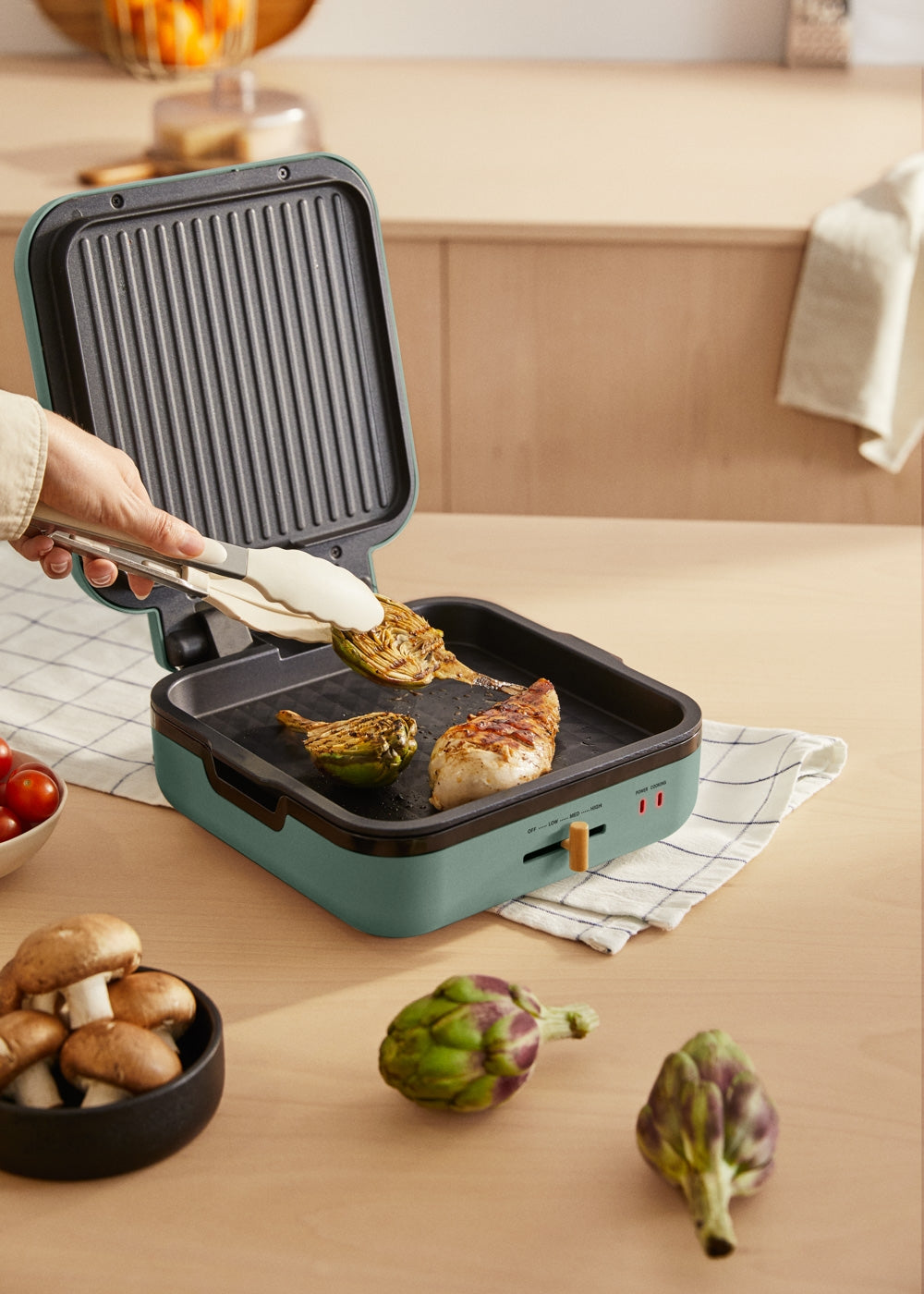 Stone Studio Pro - Multifunction Grill with 180º Opening - Sage Green