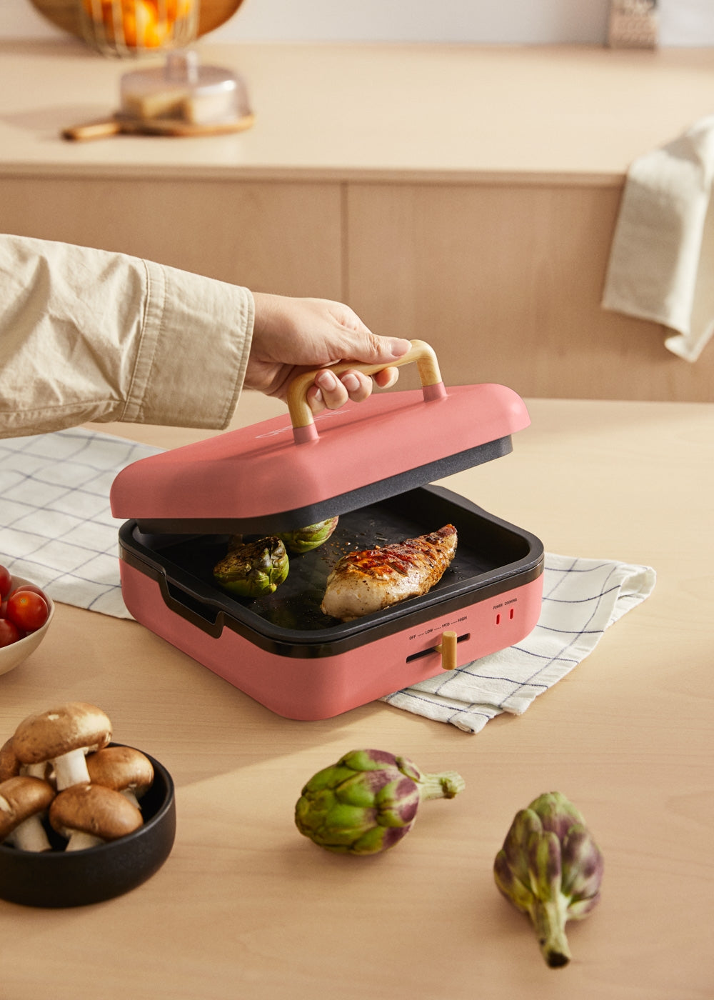Stone Studio Pro - Multifunction grill with 180º opening - Terracotta