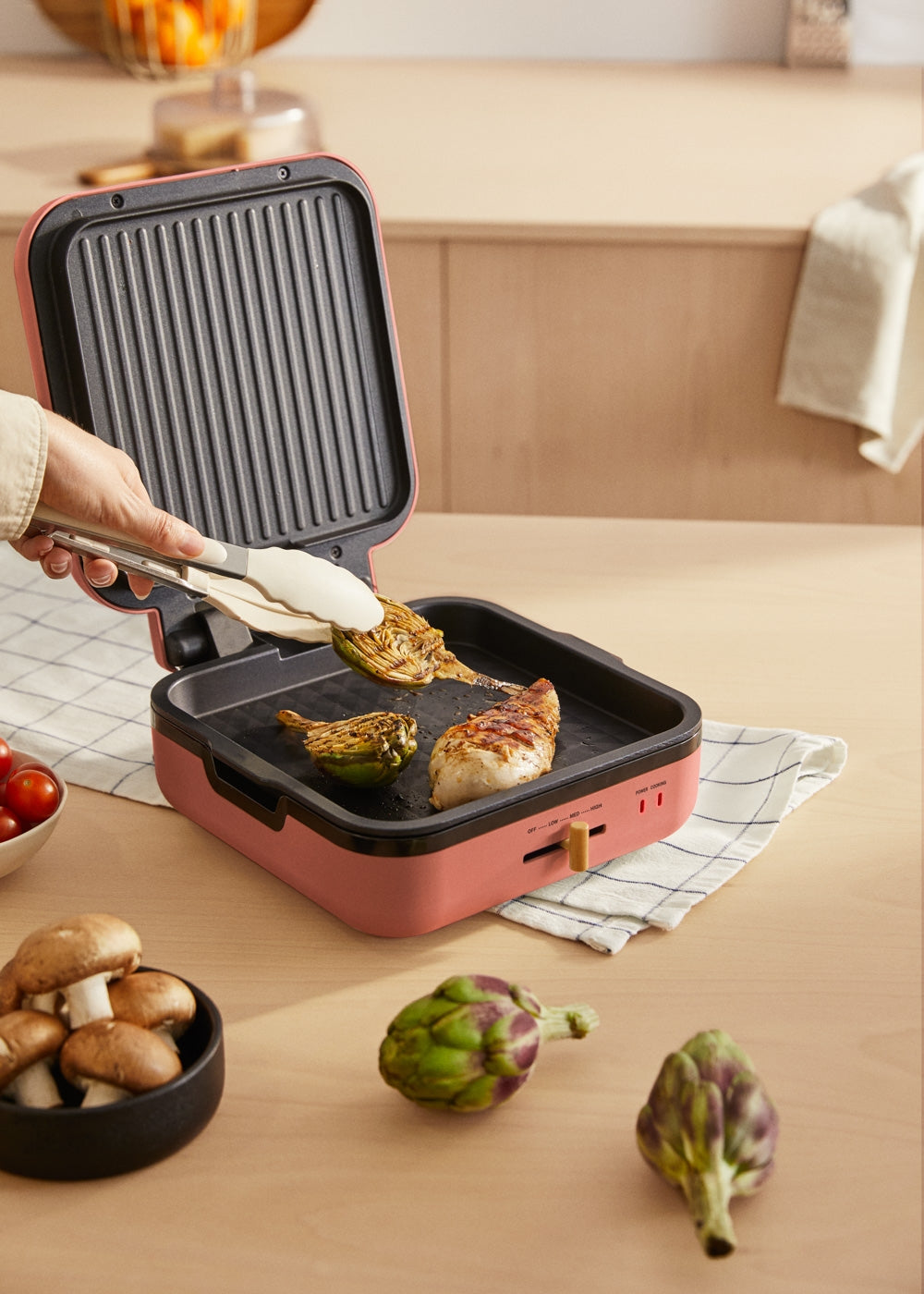 Stone Studio Pro - Multifunction grill with 180º opening - Terracotta