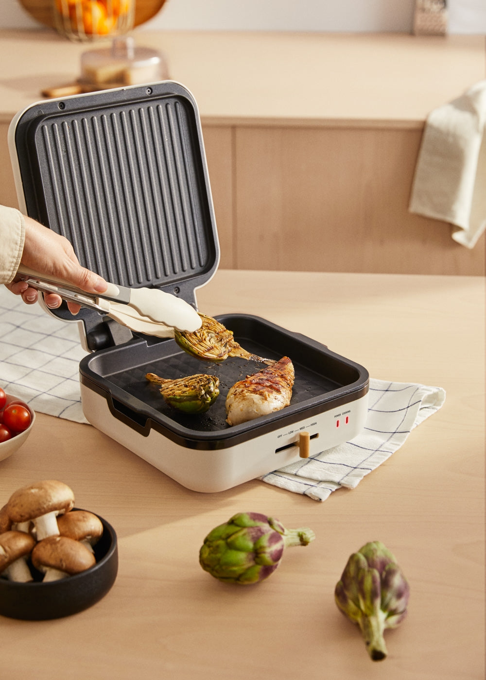 Stone Studio Pro - Multifunction Grill with 180º Opening - Off-White