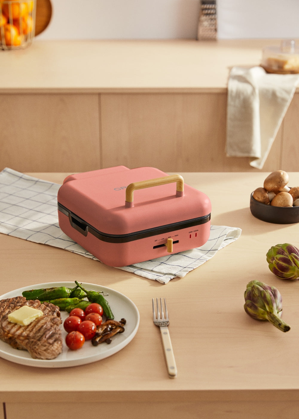 Stone Studio Pro - Multifunction grill with 180º opening - Terracotta