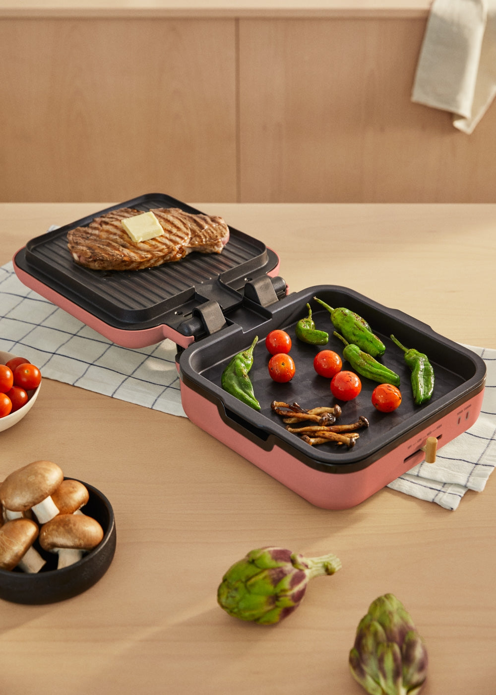 Stone Studio Pro - Multifunction grill with 180º opening - Terracotta