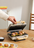 Stone Studio Double - Appareil À Croque-Monsieur, Grill Et Gaufrier À Plaques Interchangeables - Sable