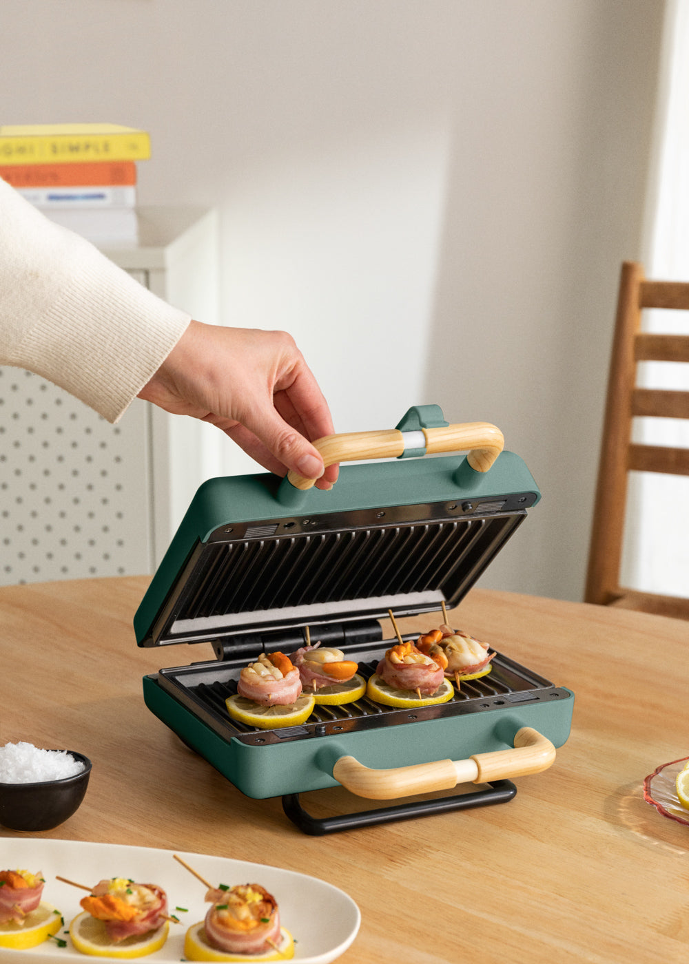 Stone Studio Double - Sandwichera, Grill y Gofrera Con Placas Intercambiables - Verde Salvia