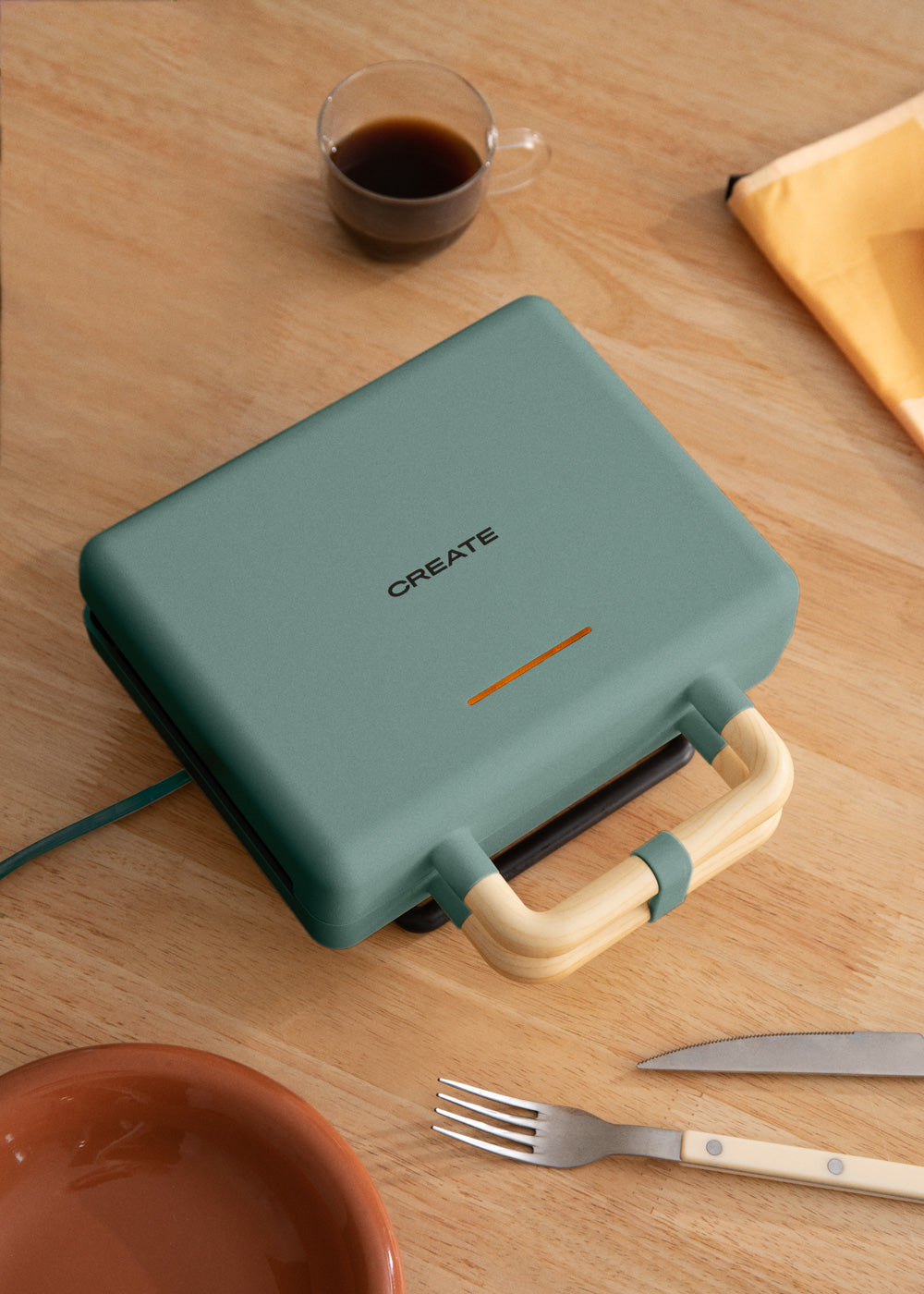 Stone Studio Double - Sandwichera, Grill y Gofrera Con Placas Intercambiables - Verde Salvia