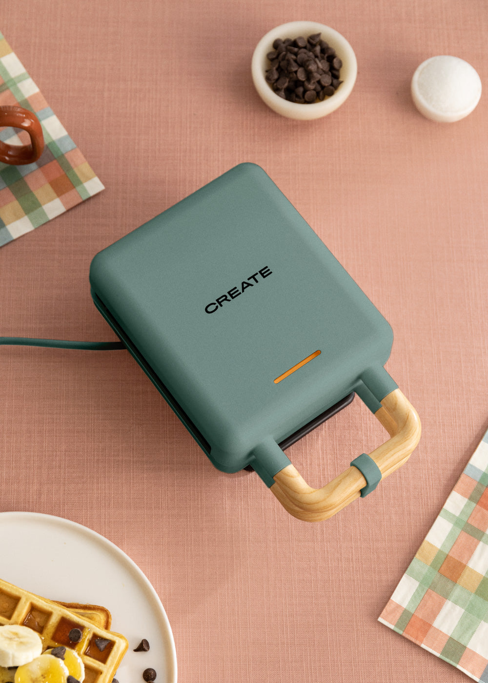 Stone Studio Individual - Interchangeable Plate Toasted Sandwich Maker, Grill & Waffle Maker - Sage Green