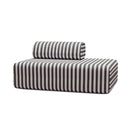 Canapé 2 Places Modulable - Tissu Extérieur À Rayures, Blanc Et Gris Anthracite