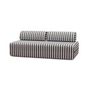 Canapé 3 Places Modulable - Tissu Extérieur À Rayures, Blanc Et Gris Anthracite