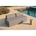 Canapé 3 Places Modulable - Tissu Extérieur À Rayures - Blanc Et Gris Anthracite
