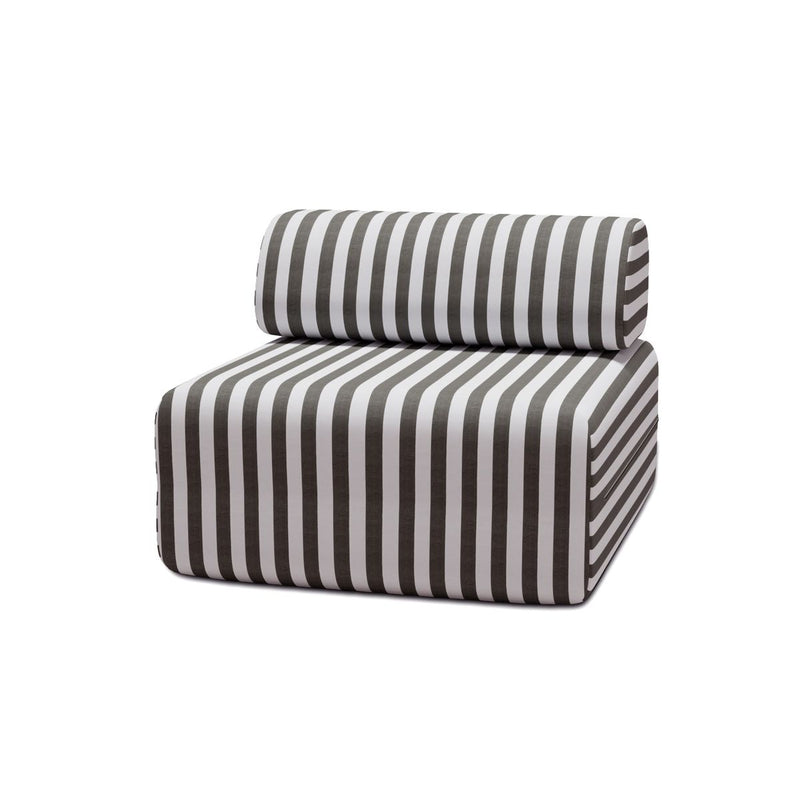 Fauteuil Modulable - Tissu Extérieur À Rayures, Blanc Et Gris Anthracite