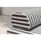 Canapé 3 Places Modulable - Tissu Extérieur À Rayures - Blanc Et Gris Anthracite