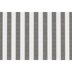 Canapé 3 Places Modulable - Tissu Extérieur À Rayures - Blanc Et Gris Anthracite