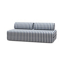 Canapé 3 Places Modulable - Tissu Extérieur À Rayures, Blanc Et Bleu Foncé