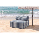 Fauteuil Modulable - Tissu Extérieur À Rayures, Blanc Et Bleu Foncé