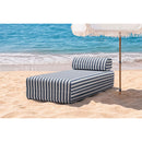 Méridienne Modulable - Tissu Extérieur À Rayures, Blanc Et Bleu Foncé