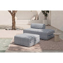 Pouf Modulable - Tissu Extérieur À Rayures, Blanc Et Bleu Foncé