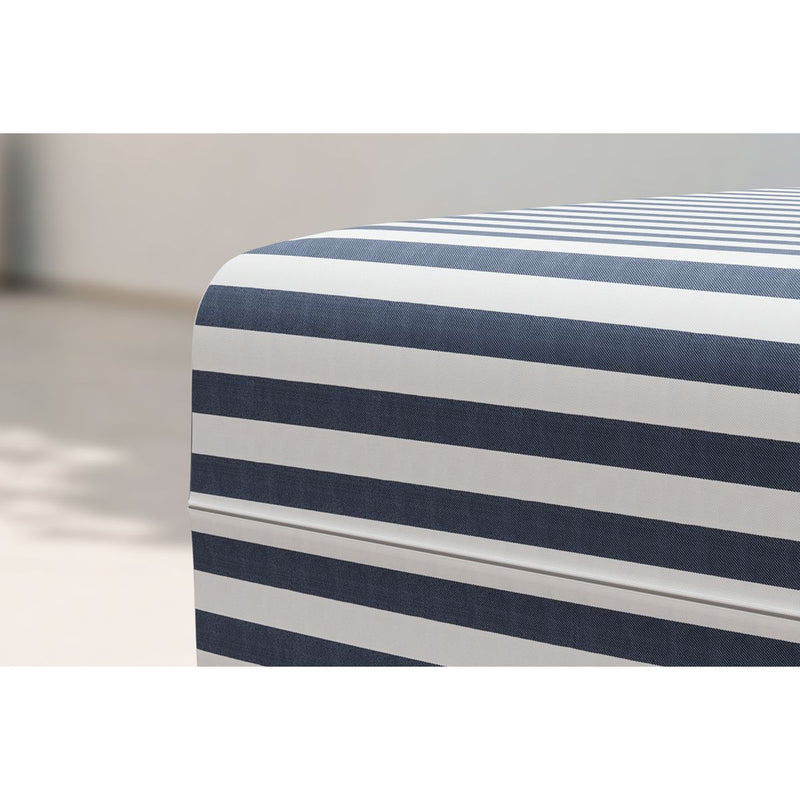 Pouf Modulable - Tissu Extérieur À Rayures, Blanc Et Bleu Foncé