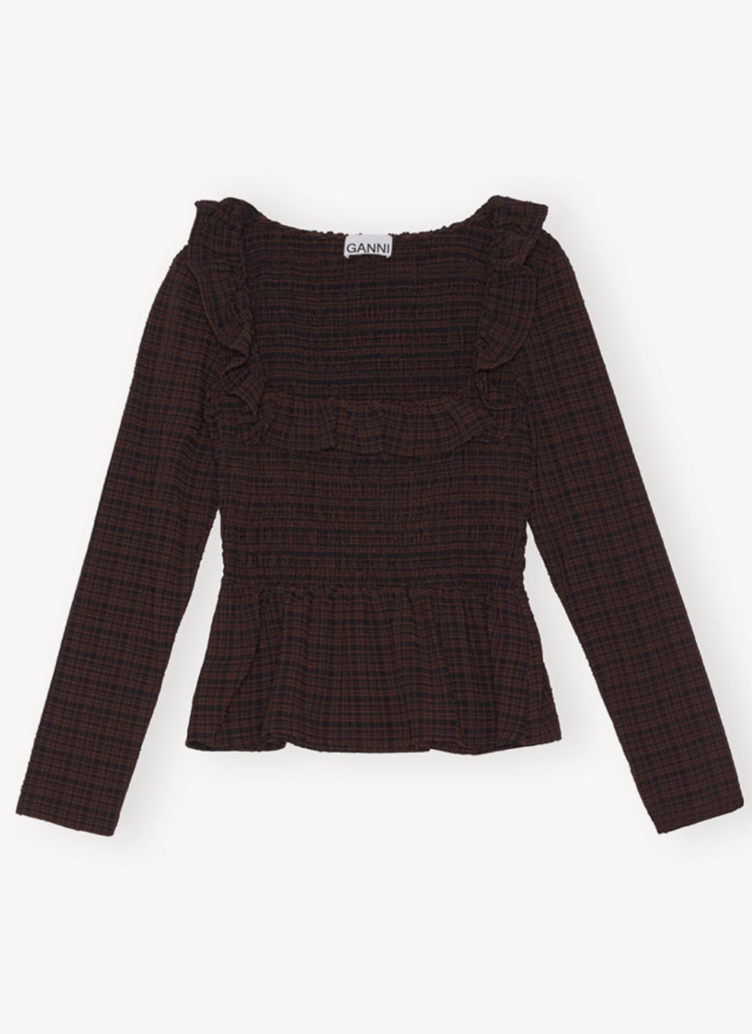 Ganni - Blusa - Marrón - Mujer