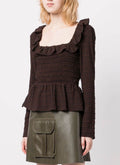 Ganni - Blusa - Marrón - Mujer