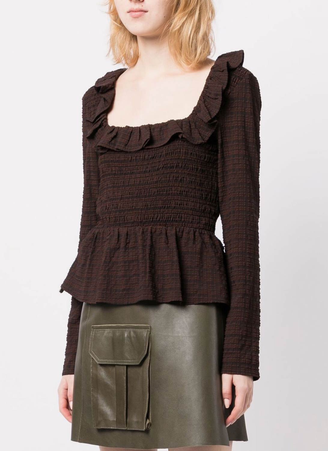 Ganni - Blusa - Marrón - Mujer