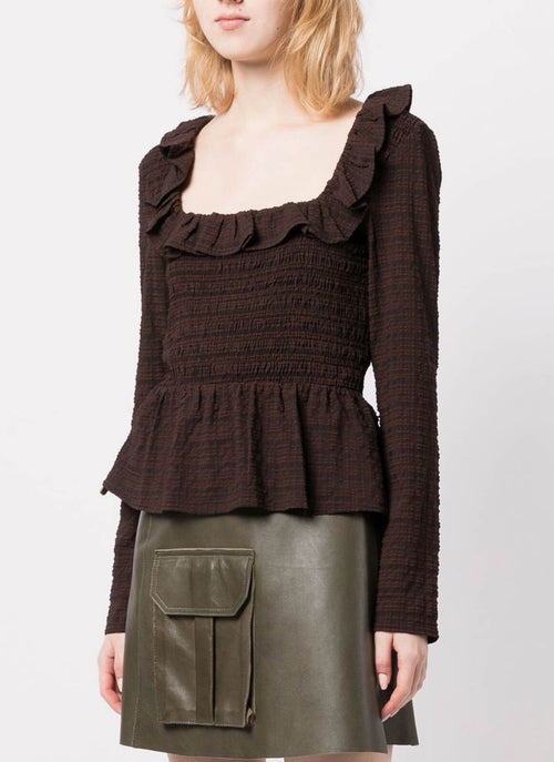 Ganni - Blouse - Marron - Femme