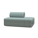 Canapé 2 Places Modulable - Tissu Extérieur À Rayures, Blanc Et Vert Foncé