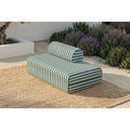 Canapé 2 Places Modulable - Tissu Extérieur À Rayures - Blanc Et Vert Foncé
