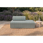 2-Seater Modular Sofa - Striped Outdoor Fabric - White and Dark Green