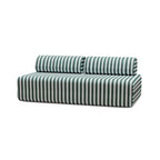 Canapé 3 Places Modulable - Tissu Extérieur À Rayures - Blanc Et Vert Foncé
