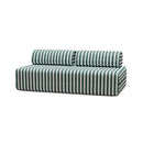 Canapé 3 Places Modulable - Tissu Extérieur À Rayures, Blanc Et Vert Foncé