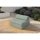 Fauteuil Modulable - Tissu Extérieur À Rayures, Blanc Et Vert Foncé