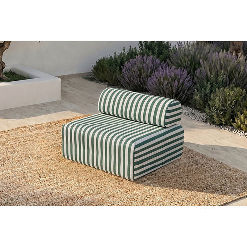 Sillón modular - Tejido exterior a rayas, blanco y verde oscuro