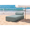 Méridienne Modulable - Tissu Extérieur À Rayures - Blanc Et Vert Foncé