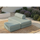 Pouf Modulable - Tissu Extérieur À Rayures, Blanc Et Vert Foncé
