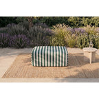 Puf Modular - Tela Exterior a Rayas - Blanco y Verde Oscuro