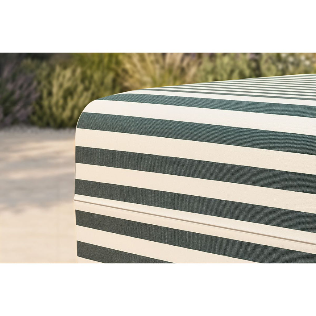 Pouf Modulable - Tissu Extérieur À Rayures - Blanc Et Vert Foncé