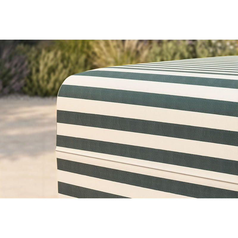 Pouf Modulable - Tissu Extérieur À Rayures, Blanc Et Vert Foncé