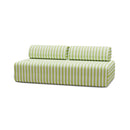 Canapé 3 Places Modulable - Tissu Extérieur À Rayures, Blanc Et Vert Anis