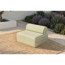 Fauteuil Modulable - Tissu Extérieur À Rayures, Blanc Et Vert Anis