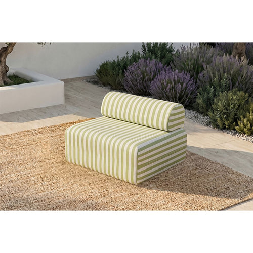 Sillón modular - Tejido exterior a rayas, blanco y verde lima