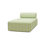 Méridienne Modulable - Tissu Extérieur À Rayures - Blanc Et Vert Anis