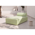 Méridienne Modulable - Tissu Extérieur À Rayures - Blanc Et Vert Anis