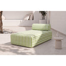 Méridienne Modulable - Tissu Extérieur À Rayures, Blanc Et Vert Anis