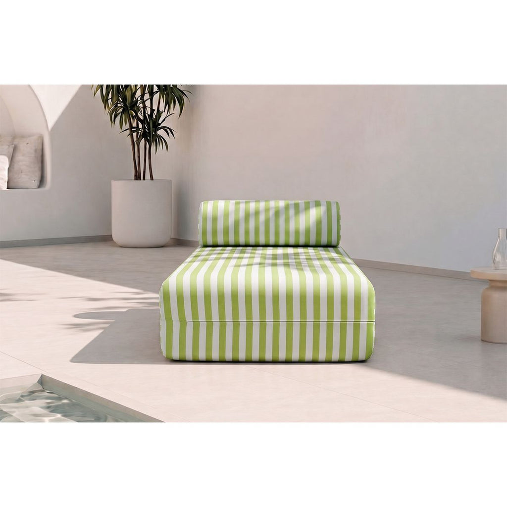 Meridiana Modular - Tejido Exterior A Rayas - Blanco Y Verde Anís