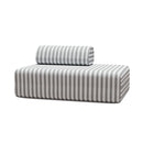 Canapé 2 Places Modulable - Tissu Extérieur À Rayures, Blanc Et Gris