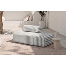 Canapé 2 Places Modulable - Tissu Extérieur À Rayures, Blanc Et Gris