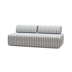 Canapé 3 Places Modulable - Tissu Extérieur À Rayures - Blanc Et Gris