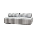 Canapé 3 Places Modulable - Tissu Extérieur À Rayures, Blanc Et Gris